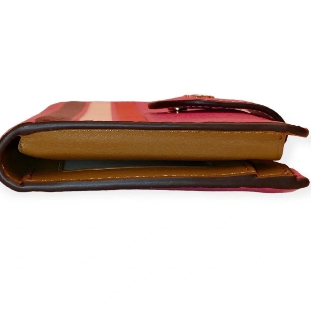 Coach Pink Leather Wristlet Wallet with Stripe Accents - Picture 5 of 11